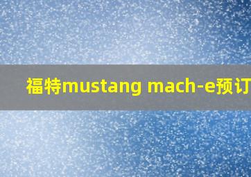 福特mustang mach-e预订官方